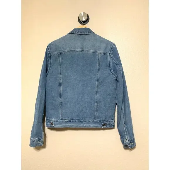 TRIOT Los Angeles Mens Quilted Camo-Lined Denim Jean Trucker Jacket - Picture 2 of 9